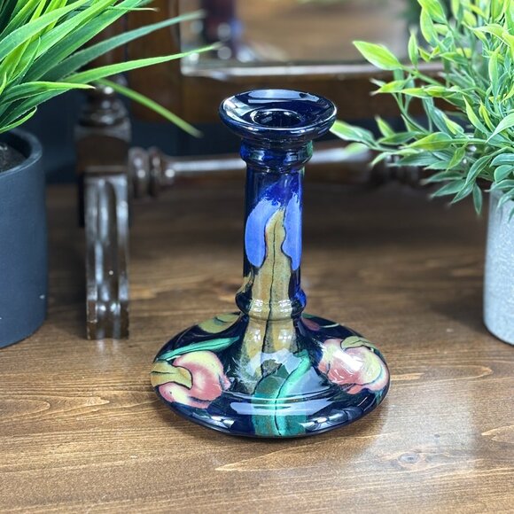 Vintage Candle Holder Royal Stanley Jacobean Hand Painted Pottery Candle Stick - Picture 1 of 15